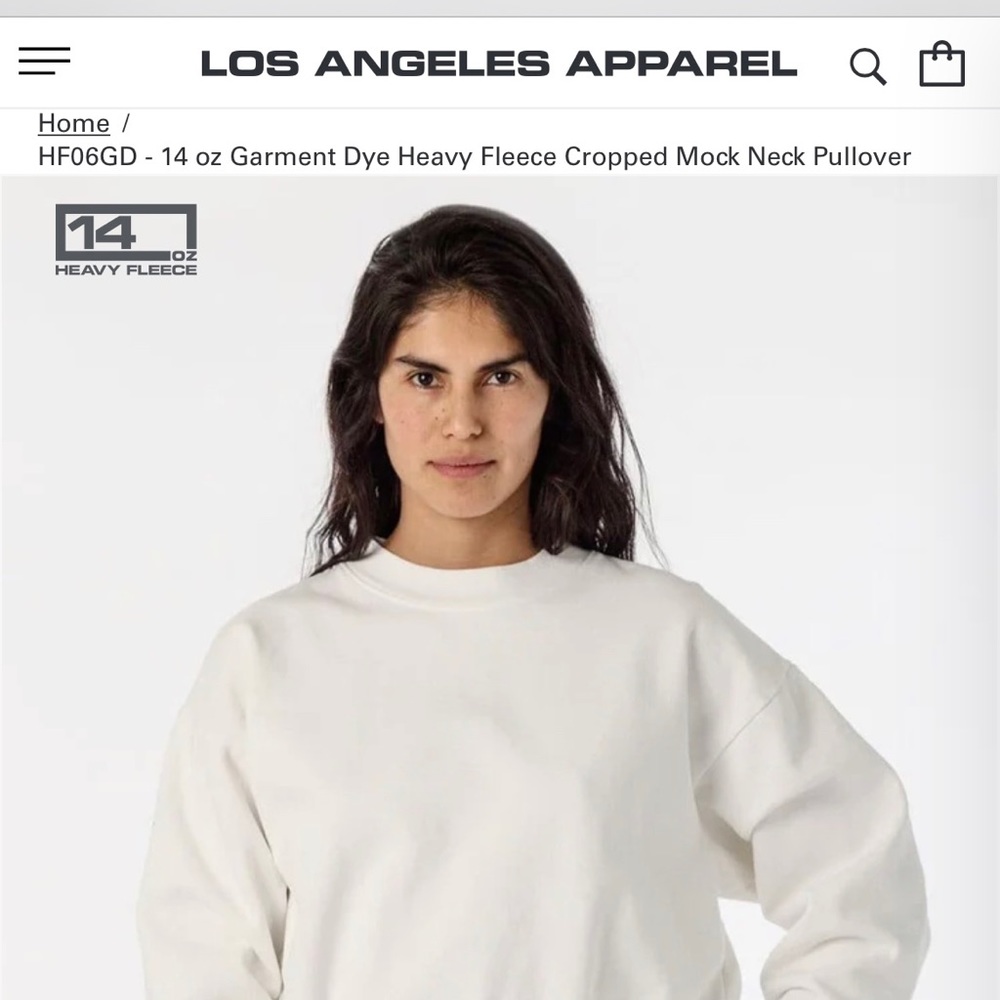 LOS ANGELES APPAREL 14 OZ HEAVY FLEECE CROPPED Boxy MOCK NECK PULLOVER ❗️Altered